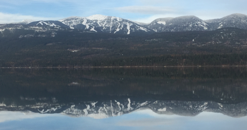 Whitefish lake snow reflection